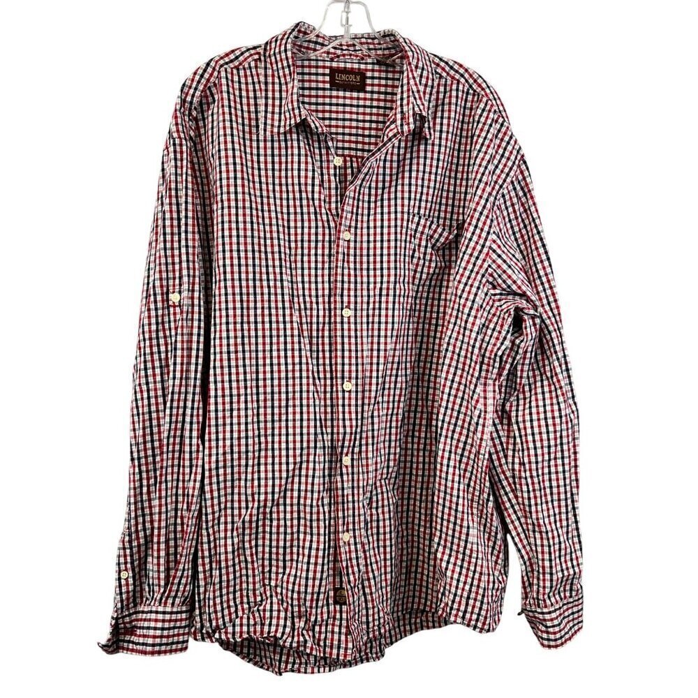 Lincoln Outfitters Men’s Button Up Shirt Long Roll Tab Sleeve Size 2X Check